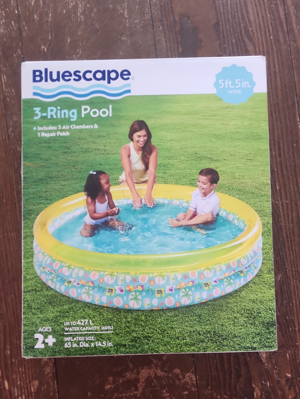 Brand New! Bluescape Green Tropical 3-Ring Inflatable Pool Suitable Ages 2 & Up